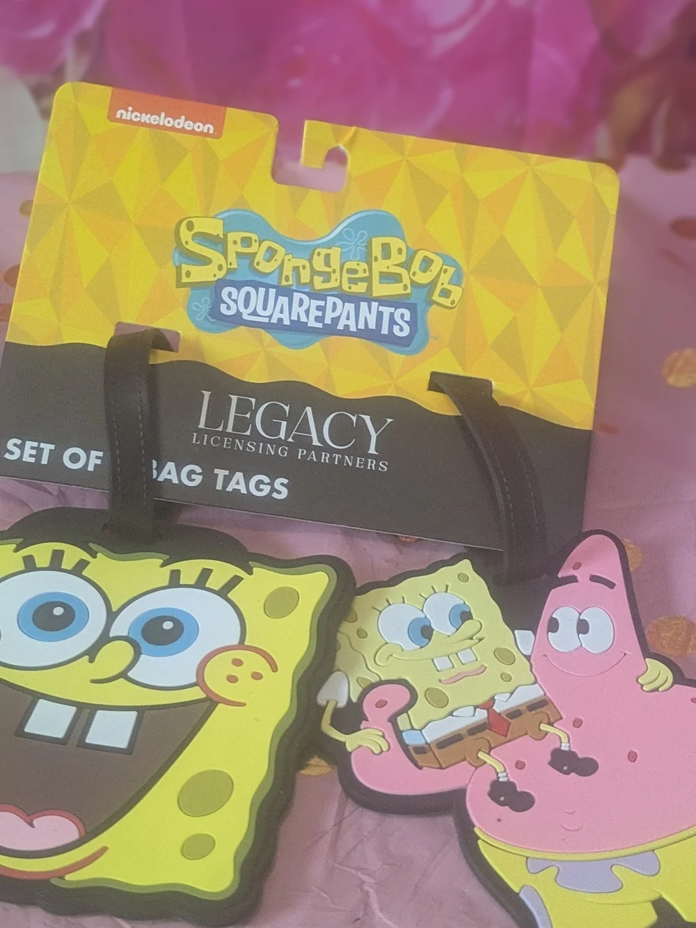 SpongeBob SquarePants Luggage Tags - Yellow & Pink
